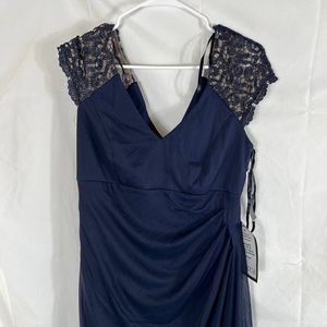 X BY XSCAPE Womens Navy Unlined Cap Sleeve Full-Length Formal Gown Dress 10